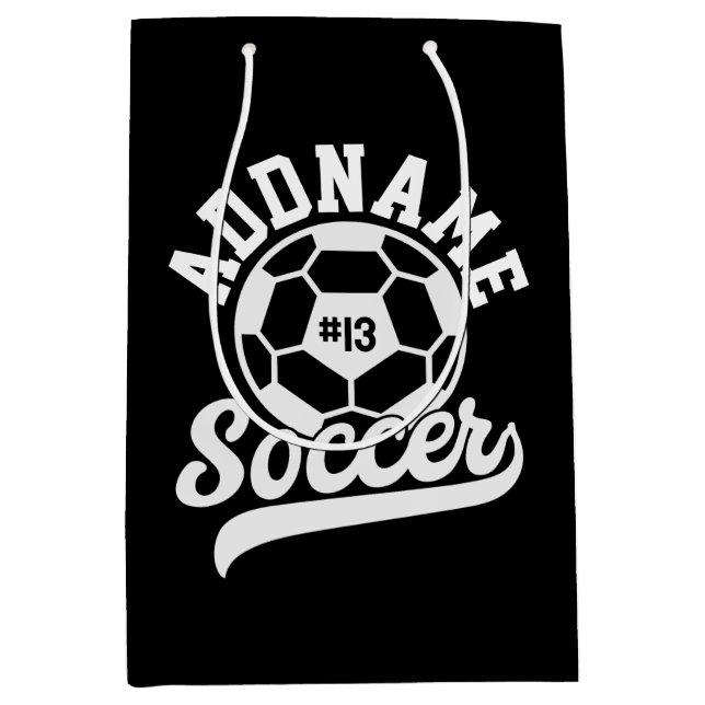 Bolsa De Regalo Mediana Jugador de fútbol AÑADIR NOMBRE Equipo de fútbol P (Anverso)