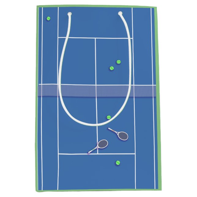 Bolsa De Regalo Mediana Jugador de tenis moderno de la pista de tenis azul (Anverso)