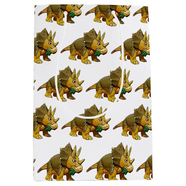 Bolsa De Regalo Mediana Juguete Personalizado Dinosaur Triceratops (Anverso)