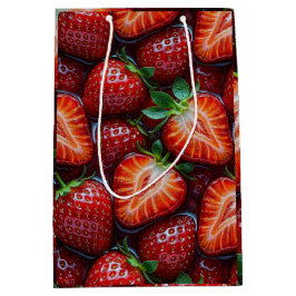 Bolsa De Regalo Mediana Juicy Fresh Red Strawberries Summer Fruit Pattern
