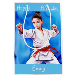 Bolsa De Regalo Mediana Karate Chica Cumpleaños