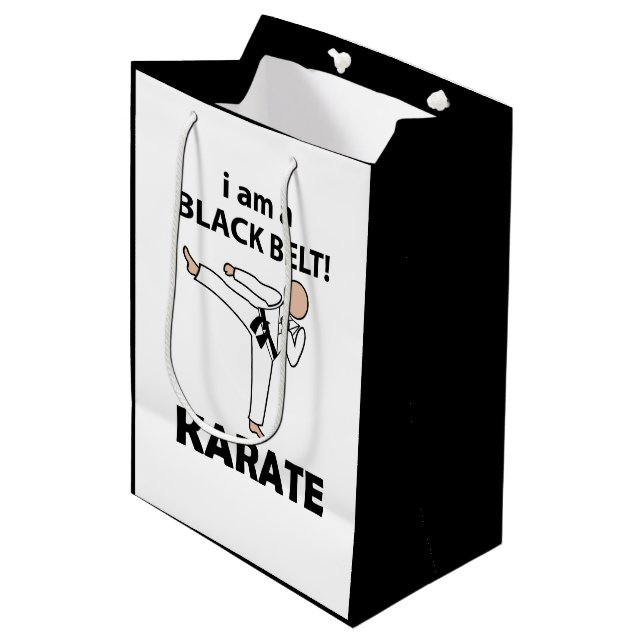 Bolsa De Regalo Mediana Karate, soy un Karate del Cinturón Negro (Angulo Anverso)