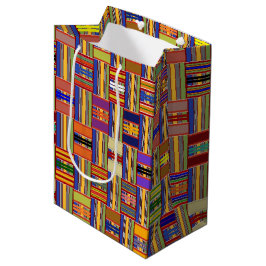 Bolsa De Regalo Mediana Kente K45 de vidrio con manchas múltiples de color