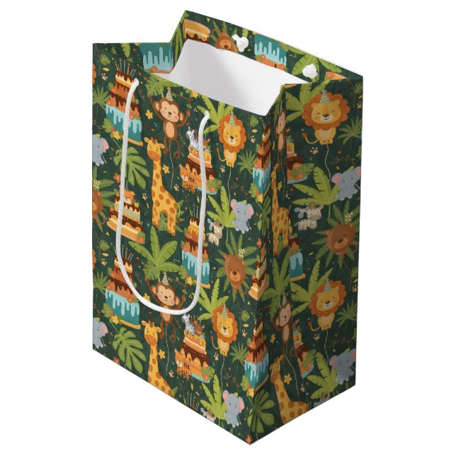 Bolsa De Regalo Mediana Kids Birthday Jungle Themed Gift Bag (Angulo Anverso)