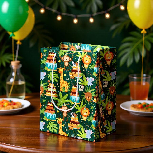 Bolsa De Regalo Mediana Kids Birthday Jungle Themed Gift Bag (Subido por el creador)