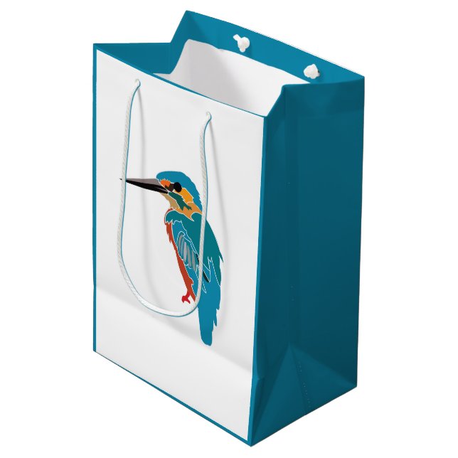 Bolsa De Regalo Mediana Kingfisher Bird Art (Angulo Anverso)