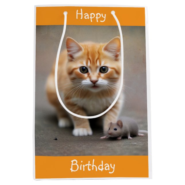 Bolsa De Regalo Mediana Kitten and Mouse  (Anverso)