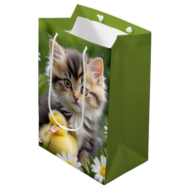 Bolsa De Regalo Mediana Kitten y Duckling en Daisies (Angulo Anverso)