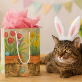 Bolsa De Regalo Mediana Kittens Playing with Easter Eggs 