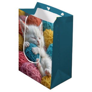 Bolsa De Regalo Mediana Kitty De Cumpleaños En Yarn Balls