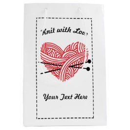 Bolsa De Regalo Mediana "Knit with Love" Yarn Heart
