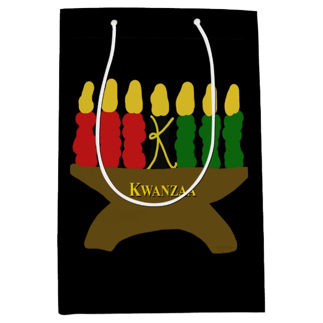 Bolsa De Regalo Mediana Kwanzaa Art Design Yellow Text (Anverso)