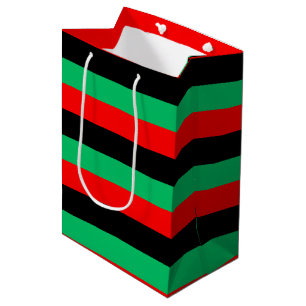 Bolsa De Regalo Mediana Kwanzaa Rayas verdes rojas y negras