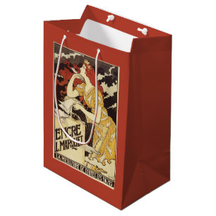 Bolsa De Regalo Mediana L. Marquet Ink Rojo-Dirigió la mujer y la arpa