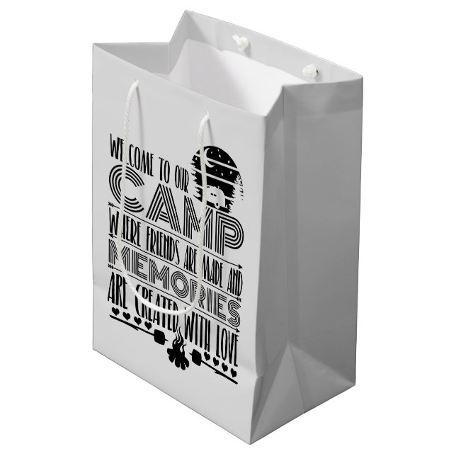 Bolsa De Regalo Mediana la bienvenida del fiesta del camping bonito  (Angulo Anverso)