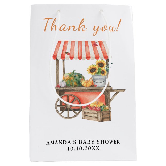 Bolsa De Regalo Mediana La calabaza está en camino Baby Shower Gracias (Anverso)