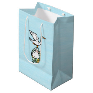Bolsa De Regalo Mediana La cigüeña lleva azul a un niño bebé
