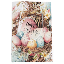 Bolsa De Regalo Mediana La corona colorida decorativa de huevos de Pascua 