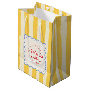 Bolsa De Regalo Mediana La Dolce Vita Rayada Cumpleaños Italiano Nombre Pe