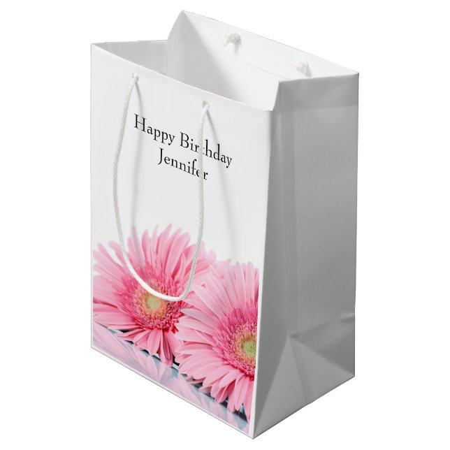 Bolsa De Regalo Mediana La elegante fotografía de Gerbera Rosa Daisies (Angulo Anverso)