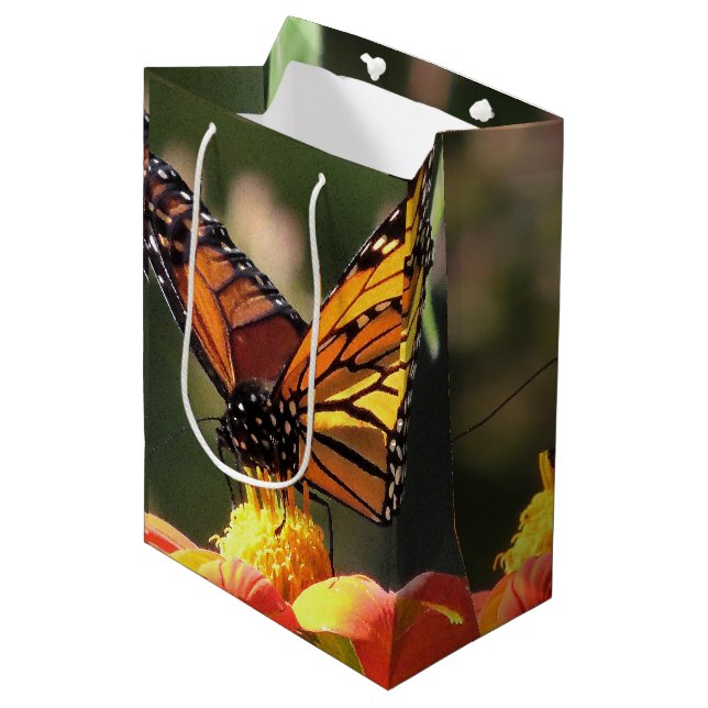 Bolsa De Regalo Mediana La fauna de las mariposas de monarca florece (Angulo Anverso)