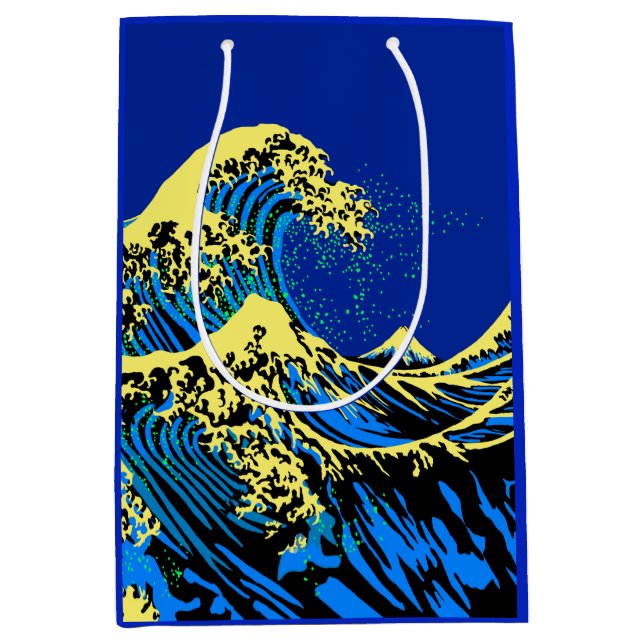 Bolsa De Regalo Mediana La gran ola de Hokusai al estilo pop vibrante (Anverso)