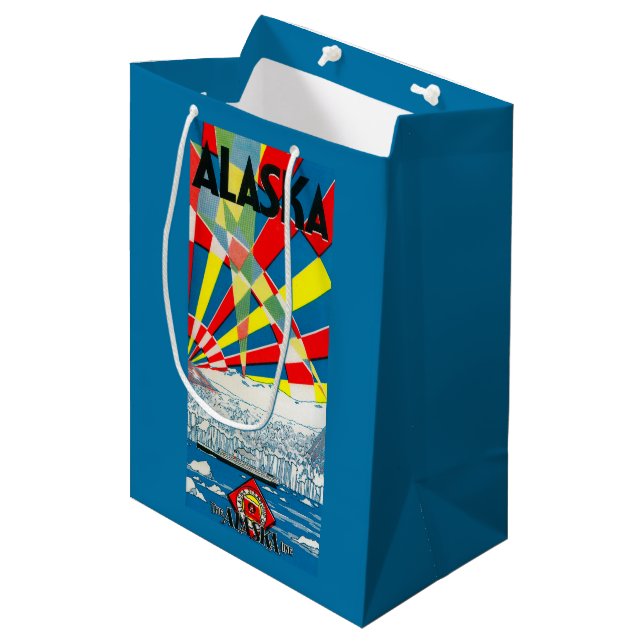 Bolsa De Regalo Mediana La línea poster de Alaska del buque de vapor (Angulo Anverso)
