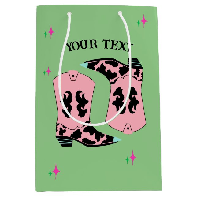 Bolsa De Regalo Mediana La niña rosa Boots Rodeo Verde (Anverso)