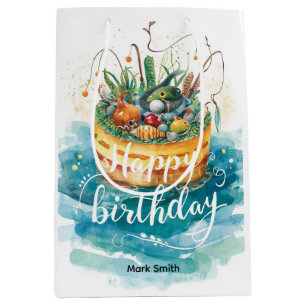 Bolsa De Regalo Mediana La pesca con temática de cumpleaños enganchada a l