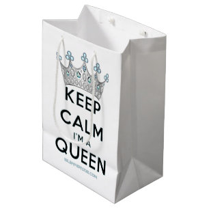 Bolsa De Regalo Mediana La reina keep calm de SlipperyJoe's corona de plat