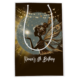 Bolsa De Regalo Mediana La silueta de Magic Fairy en el cumpleaños de los 