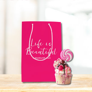 Bolsa De Regalo Mediana La vida es bella marca blog sitio web Rosa