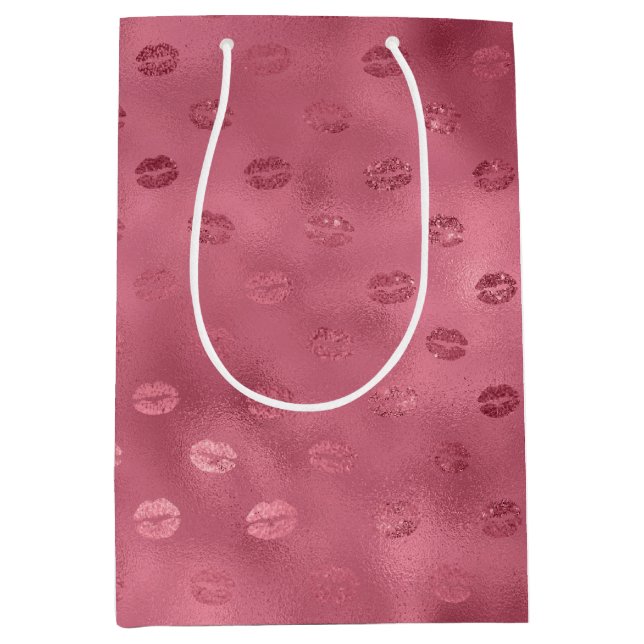 Bolsa De Regalo Mediana Labios glitzy rosados (Anverso)