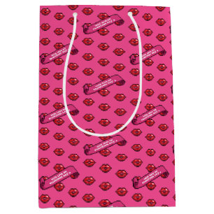 Bolsa De Regalo Mediana Labios rojos divertidos con amor en el patrón del