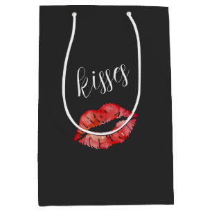 Bolsa De Regalo Mediana Labios Rojos Negros Besos Coquetos