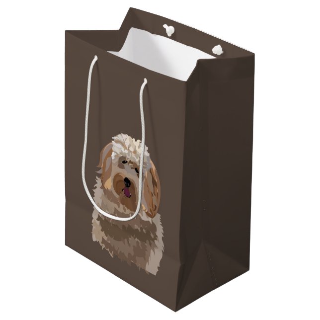 Bolsa De Regalo Mediana Labradoodle Goldendoodle Poodle Dog Mascota (Angulo Anverso)