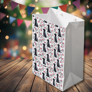 Bolsa De Regalo Mediana Labrador negro lindo perro perro moreno rosado