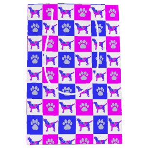 Bolsa De Regalo Mediana Labrador Recuperador Perro y Paw Rosa y Azul Calie