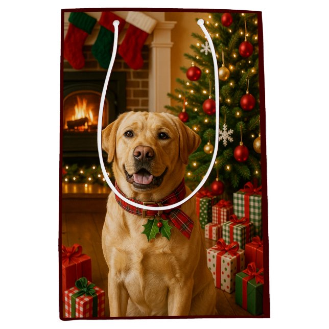 Bolsa De Regalo Mediana Labrador Retriever Holiday Card (Anverso)