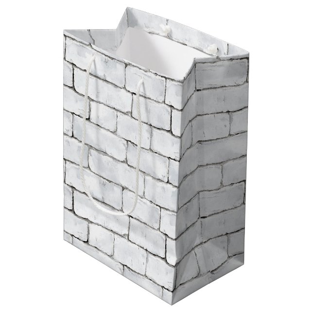 Bolsa De Regalo Mediana Ladrillos Blancos (Angulo Anverso)