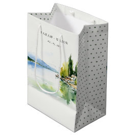 Bolsa De Regalo Mediana Lake Geneva Switzerland Watercolor Scape Wedding