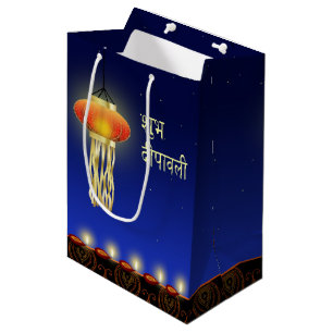 Bolsa De Regalo Mediana Lámpara luminosa de Diwali - bolso medio del