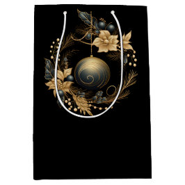 BOLSA DE REGALO MEDIANA LARGE BLACK & GOLD CHRISTMAS ORNAMENT