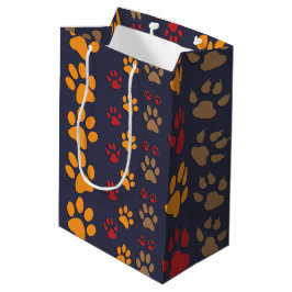 Bolsa De Regalo Mediana Las impresiones de la pata del perro y del gato