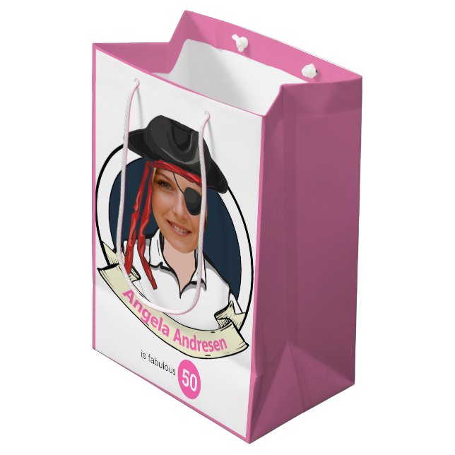 Bolsa De Regalo Mediana Las mujeres piratas cumpleaños divertida cara 50 g (Angulo Anverso)