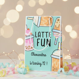 Bolsa De Regalo Mediana Latte divertido té de bobba de cumpleaños