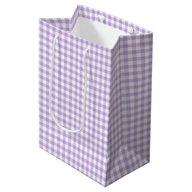 Bolsa De Regalo Mediana Lavanda suave de Gingham clásica (Angulo Anverso)