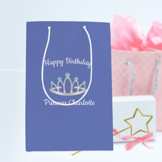 Bolsa De Regalo Mediana Lavender Blue Princess Tiara Birthday (Subido por el creador)