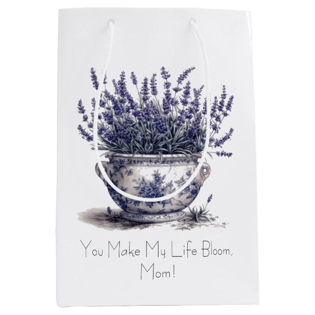 Bolsa De Regalo Mediana Lavender in Delft Blue, customizable  (Anverso)