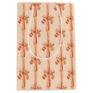 Bolsa De Regalo Mediana Lazo de cinta de satén falso de melocotón elegante